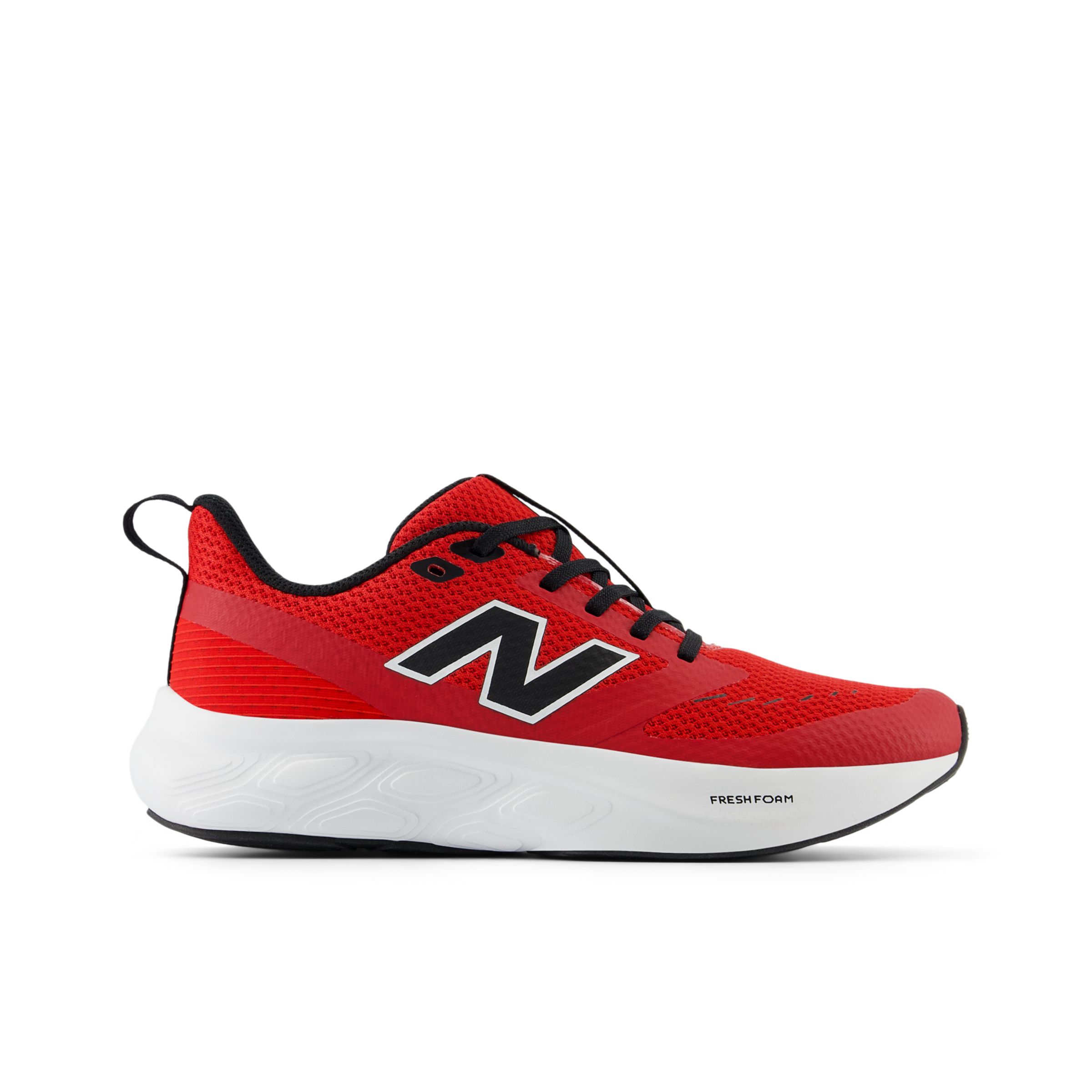 New Balance Kids' Fresh Foam 625 in Red/Black/White Mesh, size 5