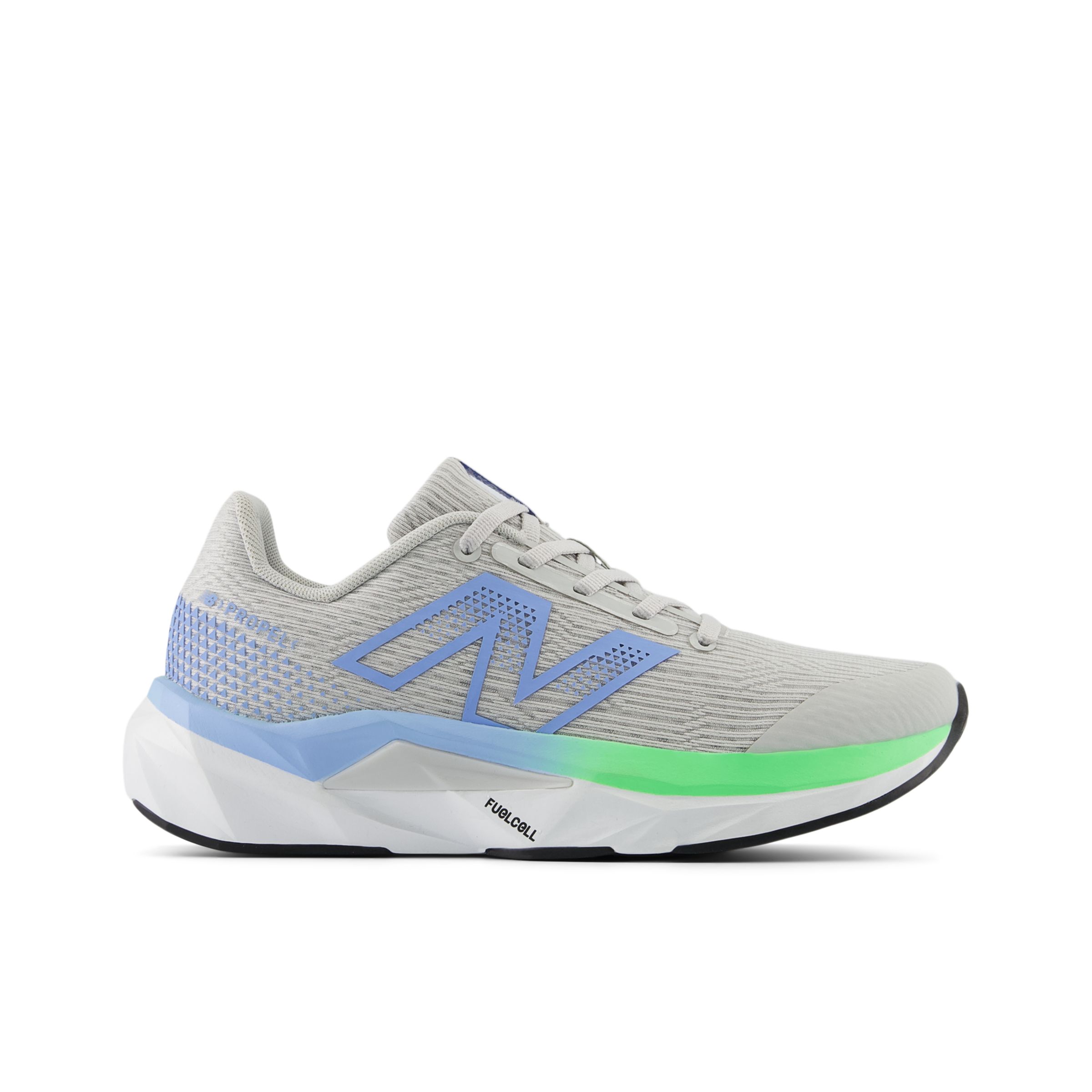 New Balance Enfant FuelCell Propel v5 en Gris/Bleu/Vert, Synthétique, Taille 39
