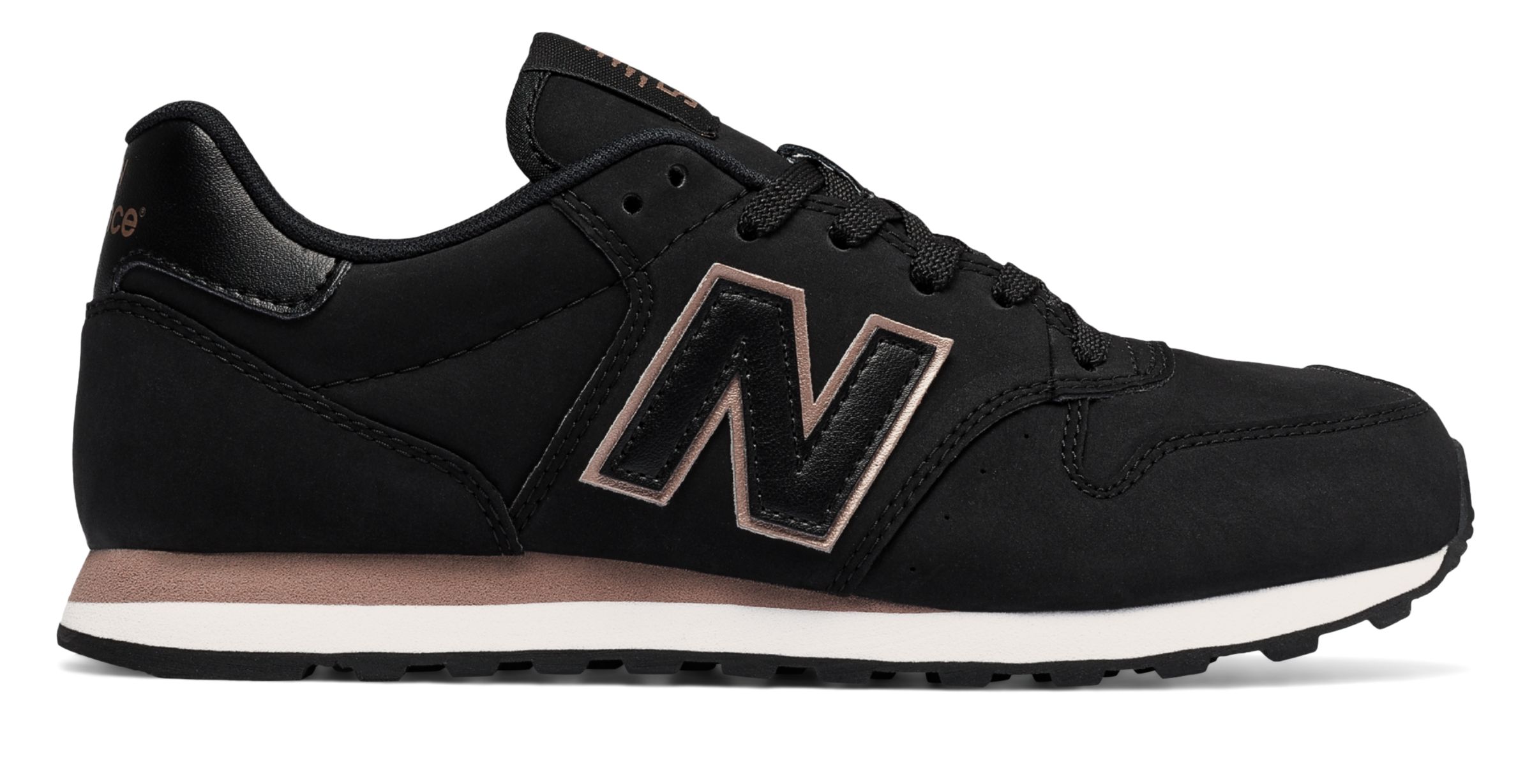 New Balance Women's 500 Classic in Black/Pink Synthetic, size 5 Narrow