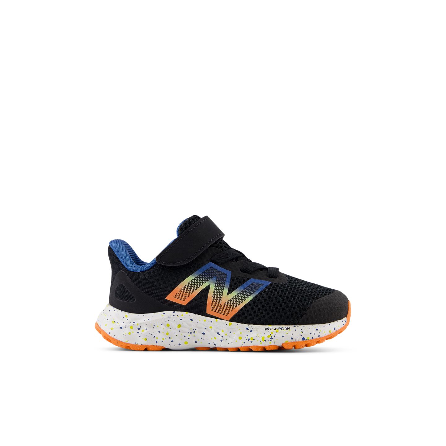 Детский топ New Balance Fresh Foam Arishi v4 на резинке, цвет: Чёрный / Оранжевый — фото 1