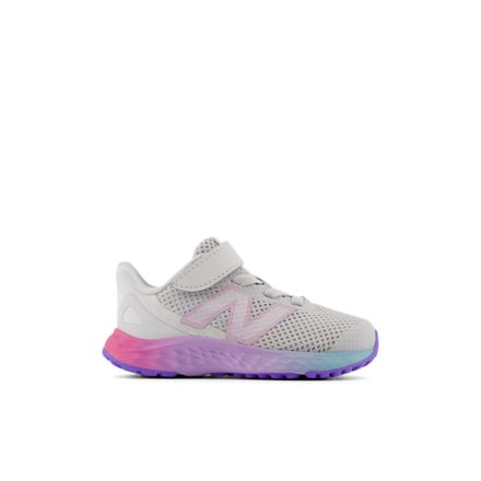 New Balance Kids Fresh Foam Arishi V4 Bungee Lace with Top Strap Running Shoes Grey Pink Purple Size 9.5 X Wide