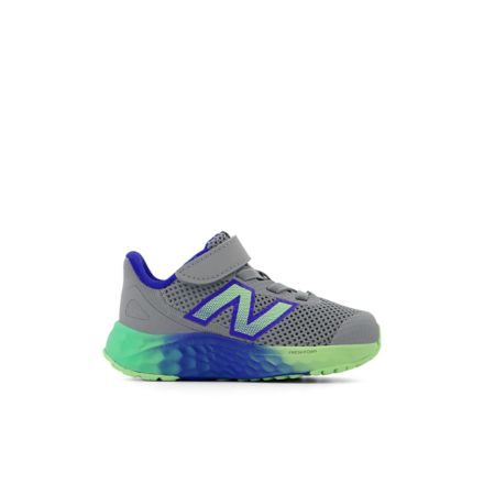 Fresh Foam Arishi v4 Bungee Lace with Top Strap, Slate Grey with Blue Gemstone with Lime Leaf with Mint Flash, IAARINB4
