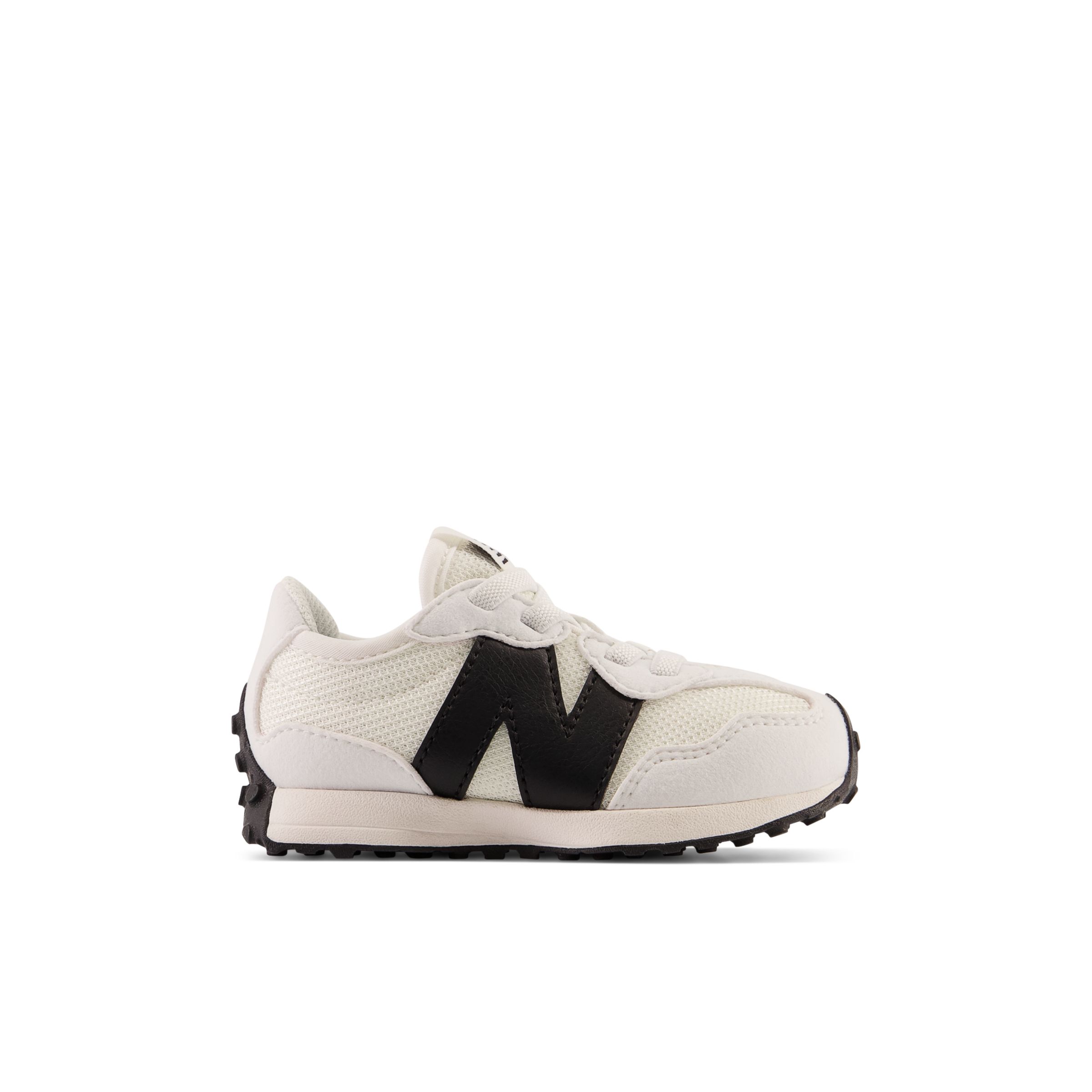New Balance Enfant 327 Bungee Lace en White/blanc/Black/Noir, Synthetic, Taille 26