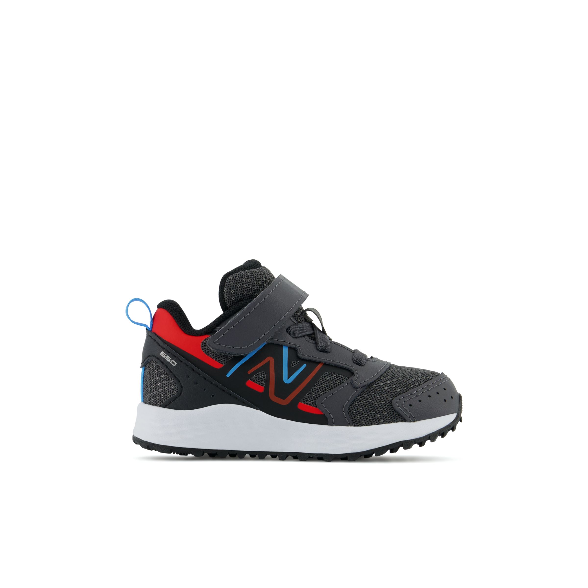 

New Balance Kids' Fresh Foam 650 Bungee Lace with Top Strap Grey/Red/Blue - Grey/Red/Blue