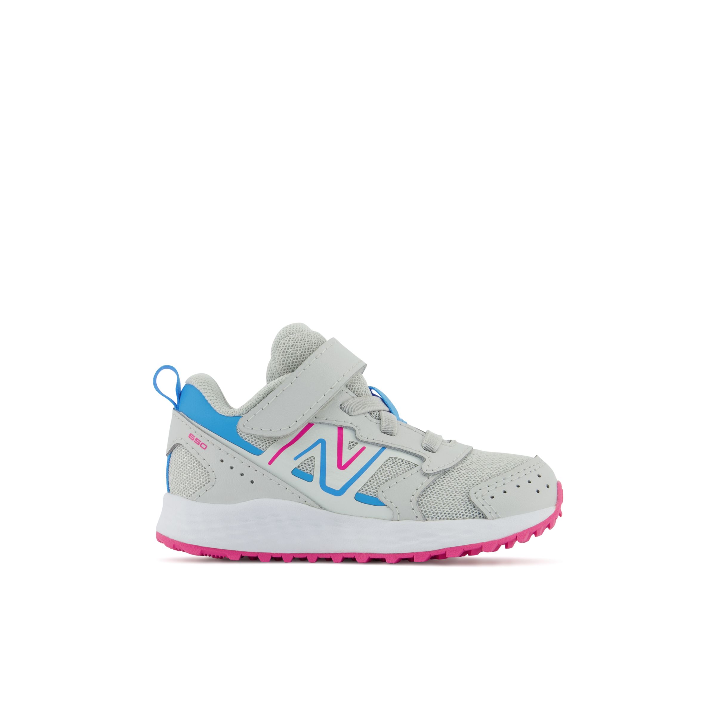 

New Balance Kids' Fresh Foam 650 Bungee Lace with Top Strap Grey/Pink/Blue - Grey/Pink/Blue