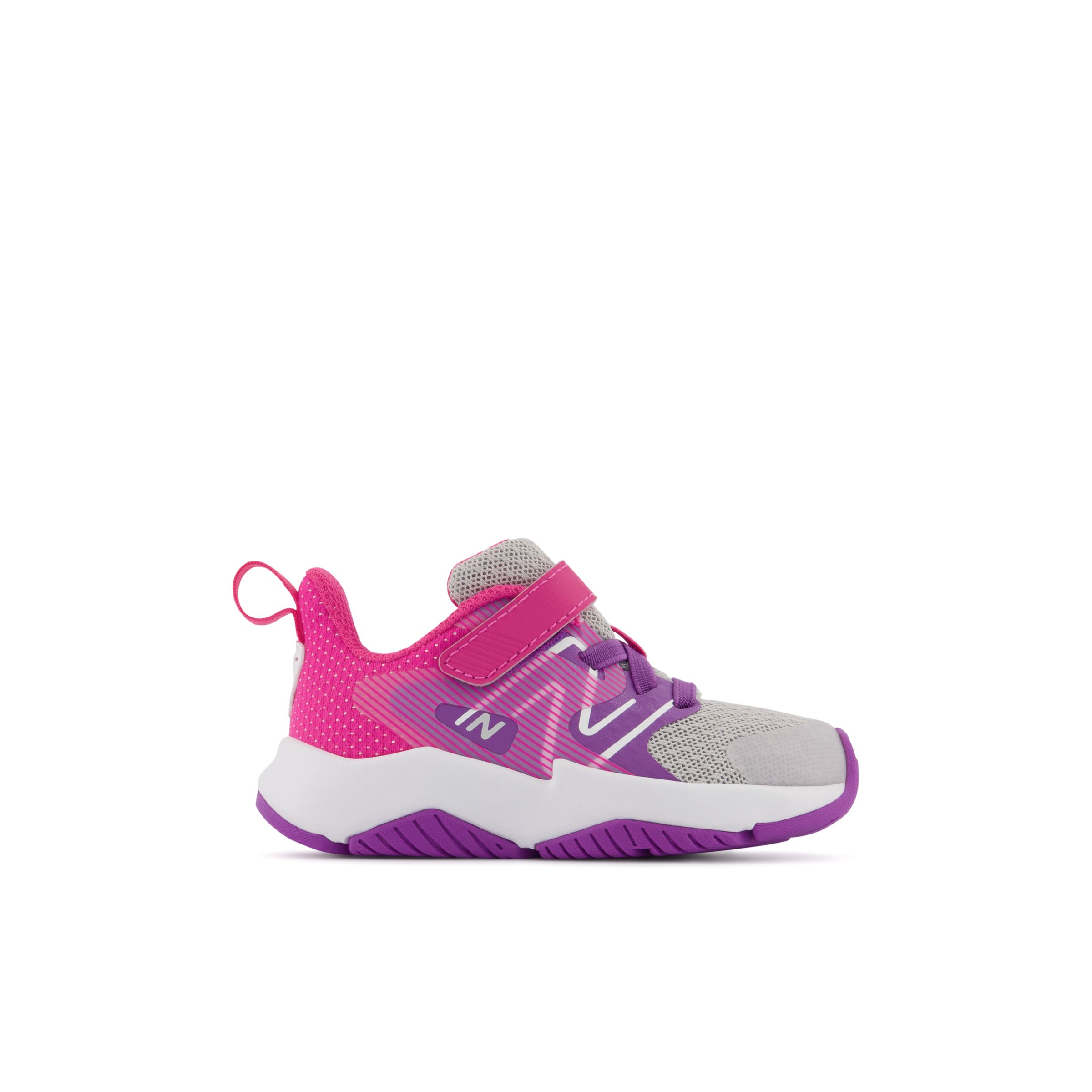 

New Balance Kids' Rave Run v2 Bungee Lace with Top Strap Grey/Purple/Pink - Grey/Purple/Pink