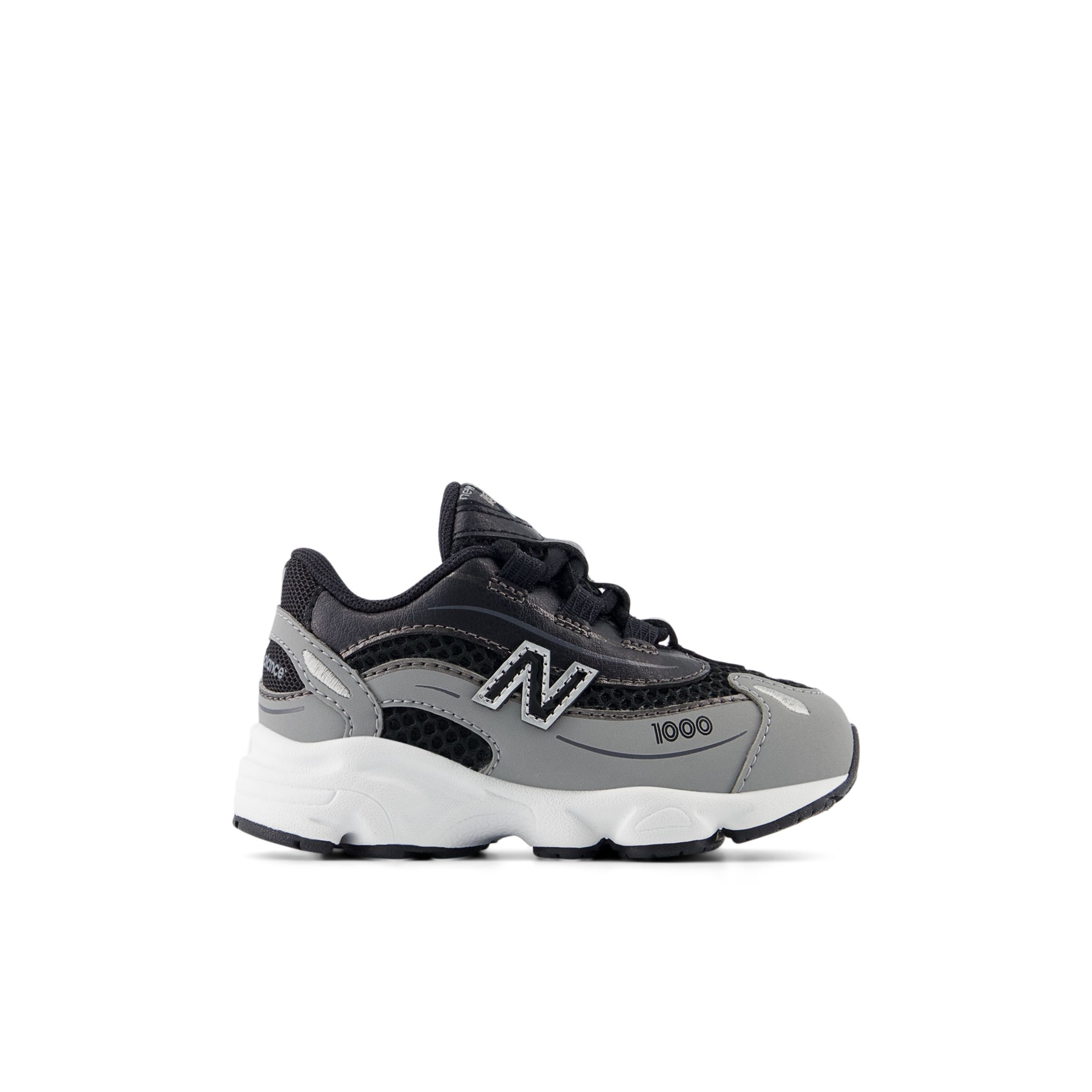 New Balance  Barn 1000 BUNGEE LACE i Grå/Svart Syntetisk, Storlek 25