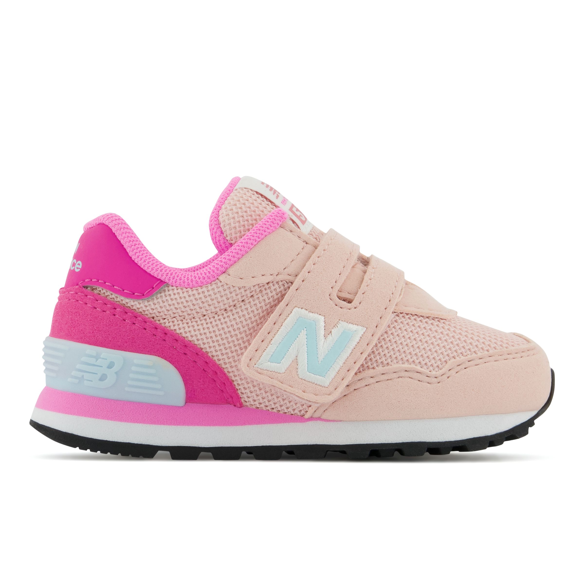 New Balance Infants' 515 Hook & Loop in Pink/Blue Synthetic, size 1.5