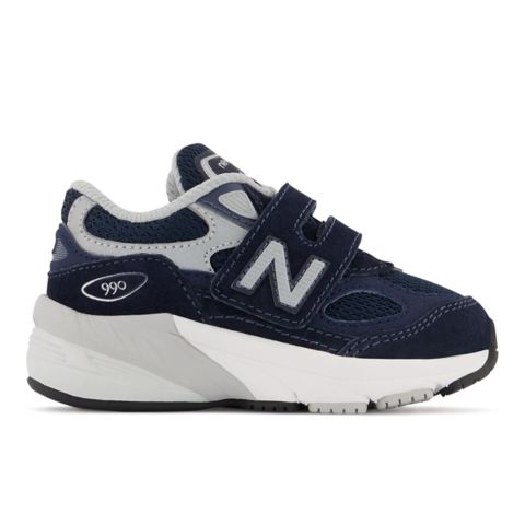 Детские кроссовки New Balance FuelCell 990v6 Hook & Loop, цвет: Тёмно-синий / Серебристый