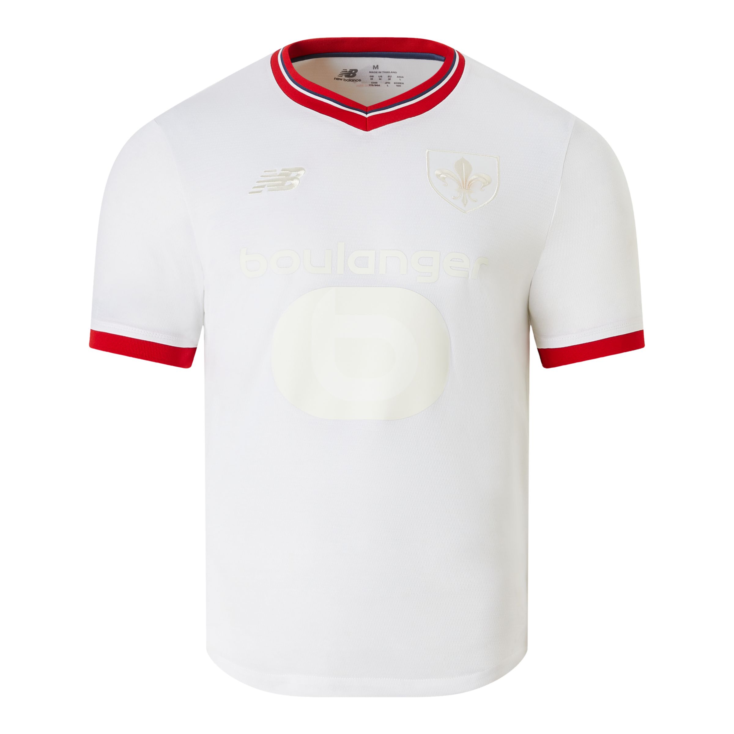 New Balance Bambino Lille LOSC Anniversaire Youth Short Sleeve Jersey in Bianco/Rosso, Poliestere, Taglia YM