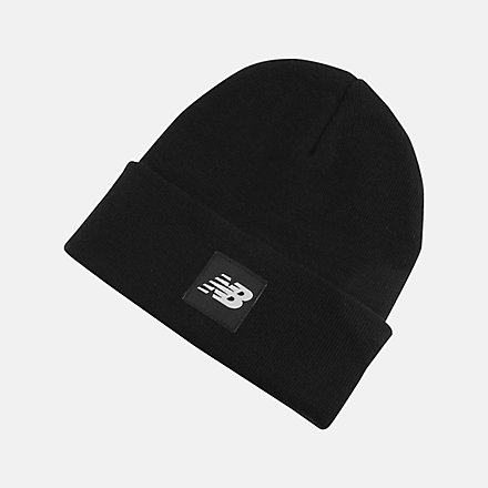 New Balance Cuffed Beanie Flying NB Logo, LAH13034BK image number null
