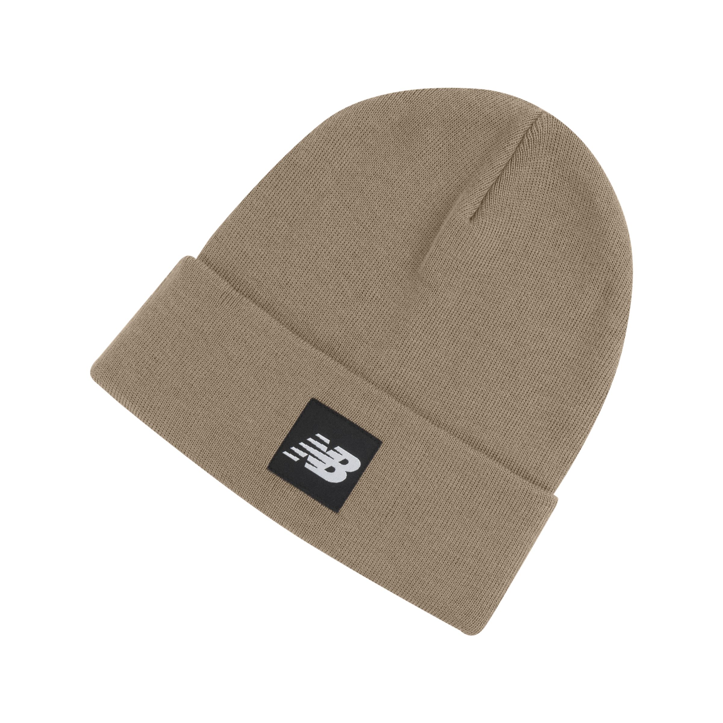 new balance unisexe cuffed beanie flying nb logo en marron, acrylic, taille osz