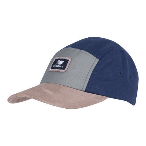 new balance unisexe 5 panel curved brim lifestyle hat en bleu, cotton, taille osz