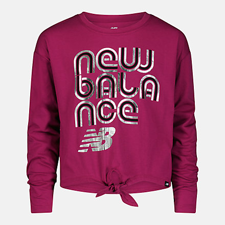 New Balance Girls Long Sleeve Knotted Tee, LAK23Q30COO image number null