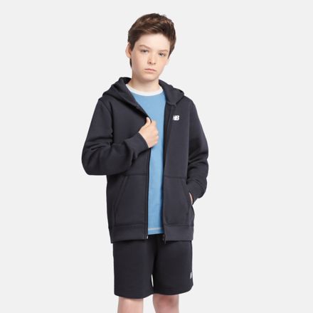 Brush Back Small Logo Full Zip Hoodie, BLACK, LAKB0004BK