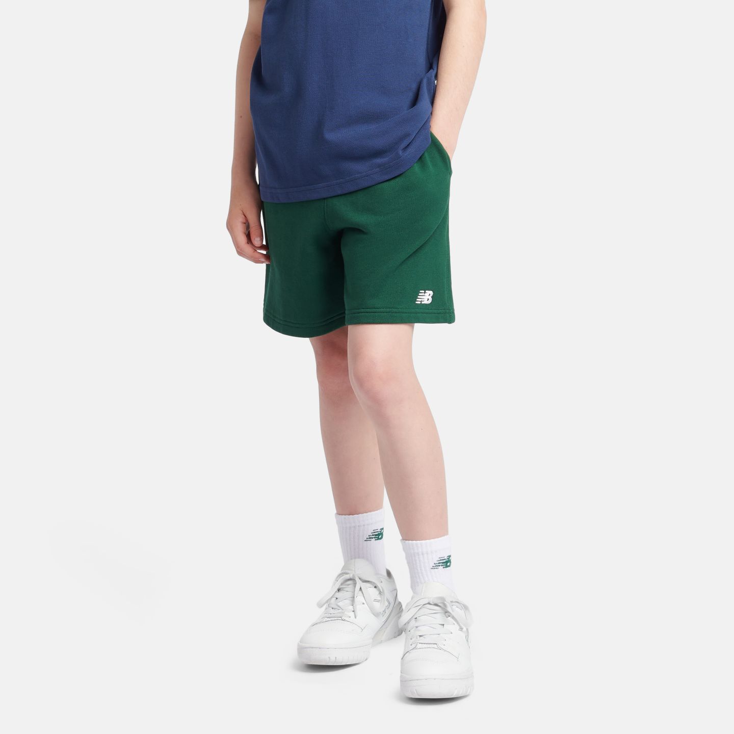 Детские шорты New Balance French Terry Small Logo Short, цвет: Зелёный — фото 1