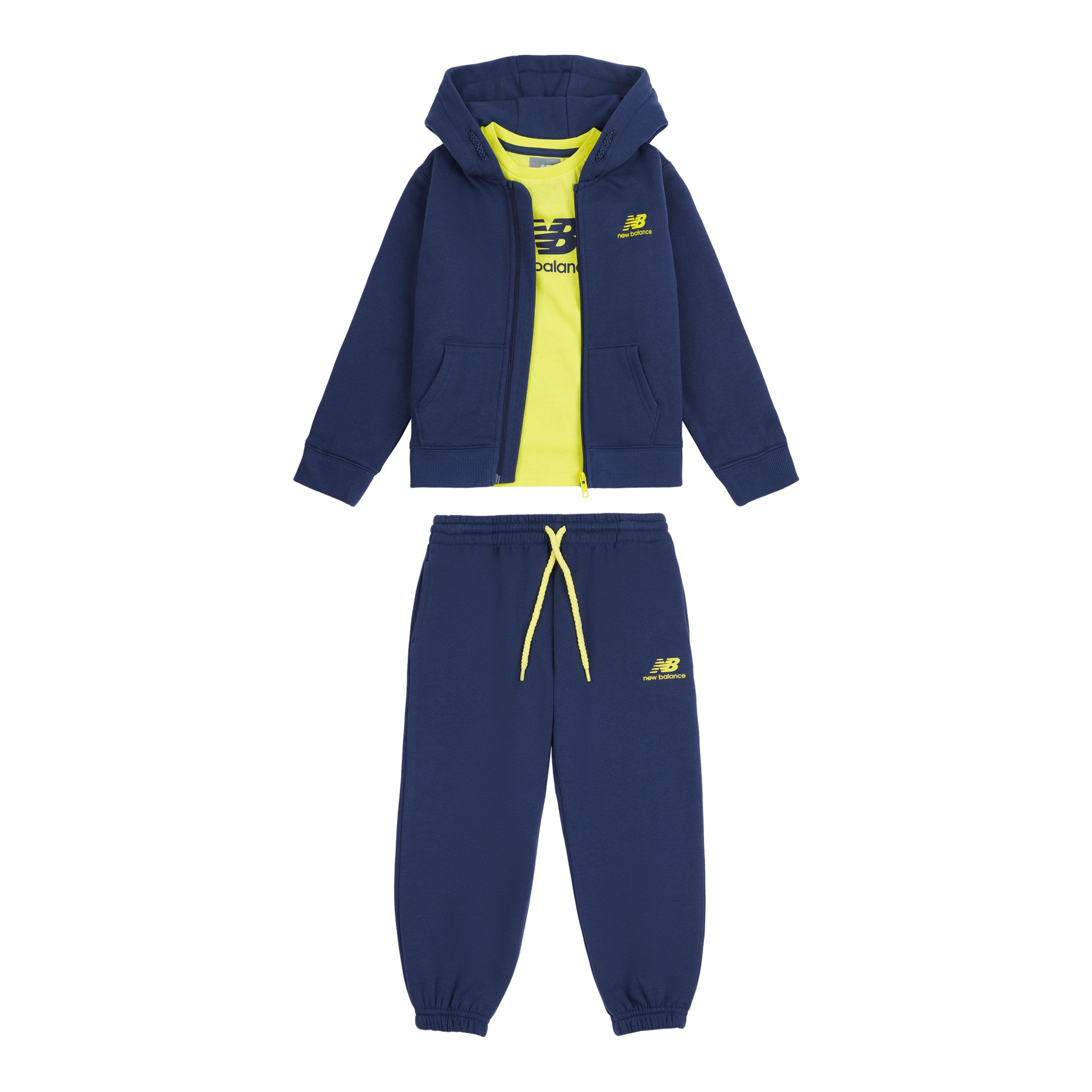 Brush Back Full Zip Hoodie Jog And T-Shirt Set