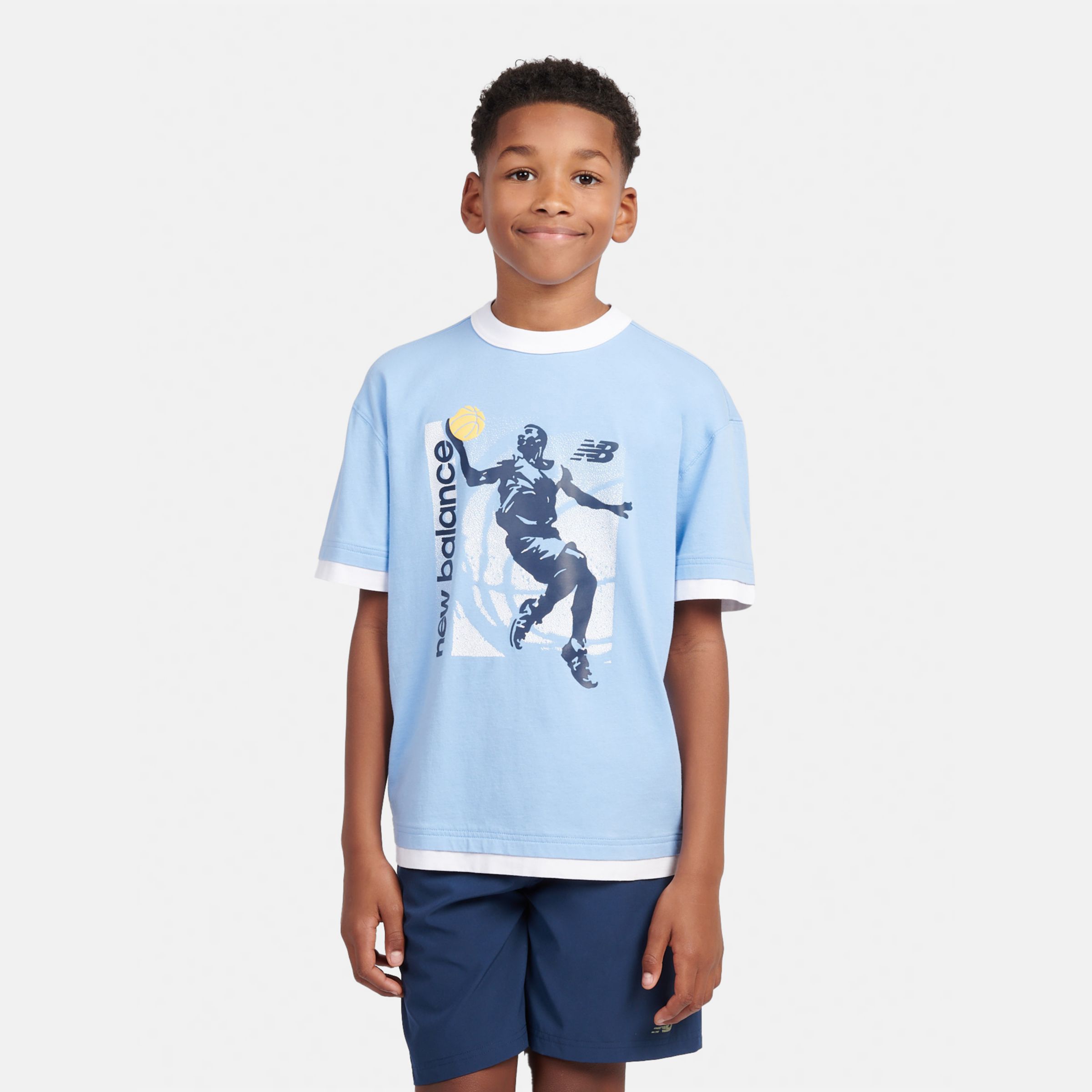 

New Balance Kids' Hoops Layup Graphic Tee Blue - Blue