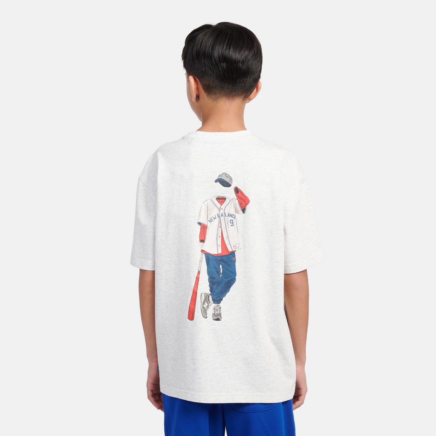 Детская футболка New Balance Baseball Player Back Graphic, цвет: Пепельный меланжевый — фото 7