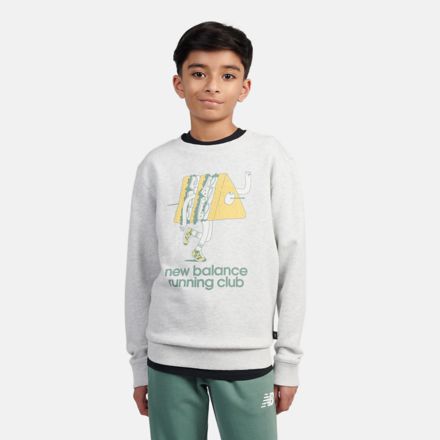 Running Club 卡通圖案圓領上衣, 麻冷灰, LAKB0179AHH