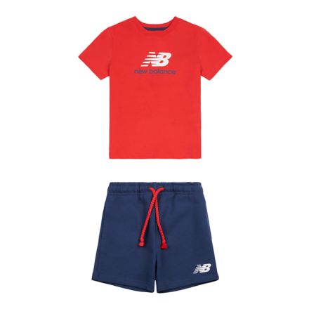 Colourblock Jersey Tee & Short Set, TRUE RED, LAKB0207TRD
