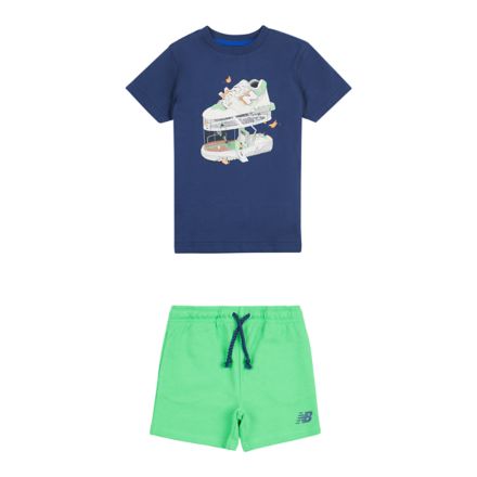 Fitness Centre Illustrated Tee & FT Short Set, NB NAVY, LAKB0213NNY