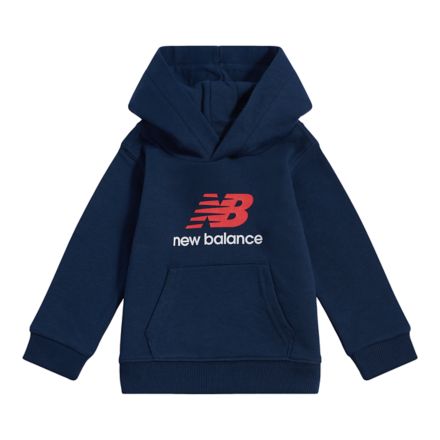 French Terry Stacked Logo Hoodie, NB NAVY, LAKB0299NNY