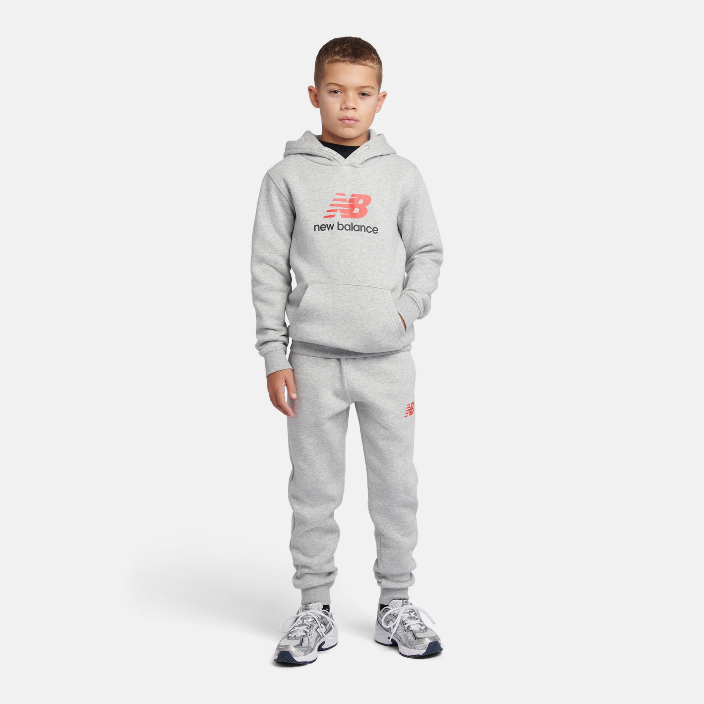 Brush Back Stacked Logo Hoodie