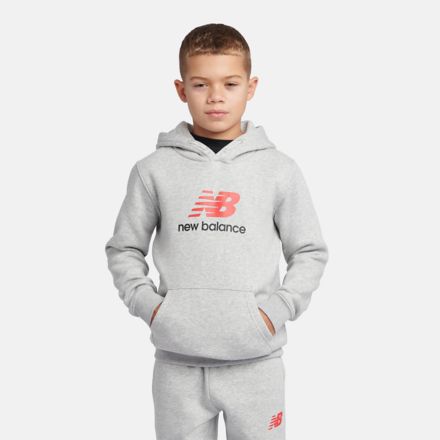 Brush Back Stacked Logo Hoodie, Athletic Grey HeatherBC05, LAKB0366AGT