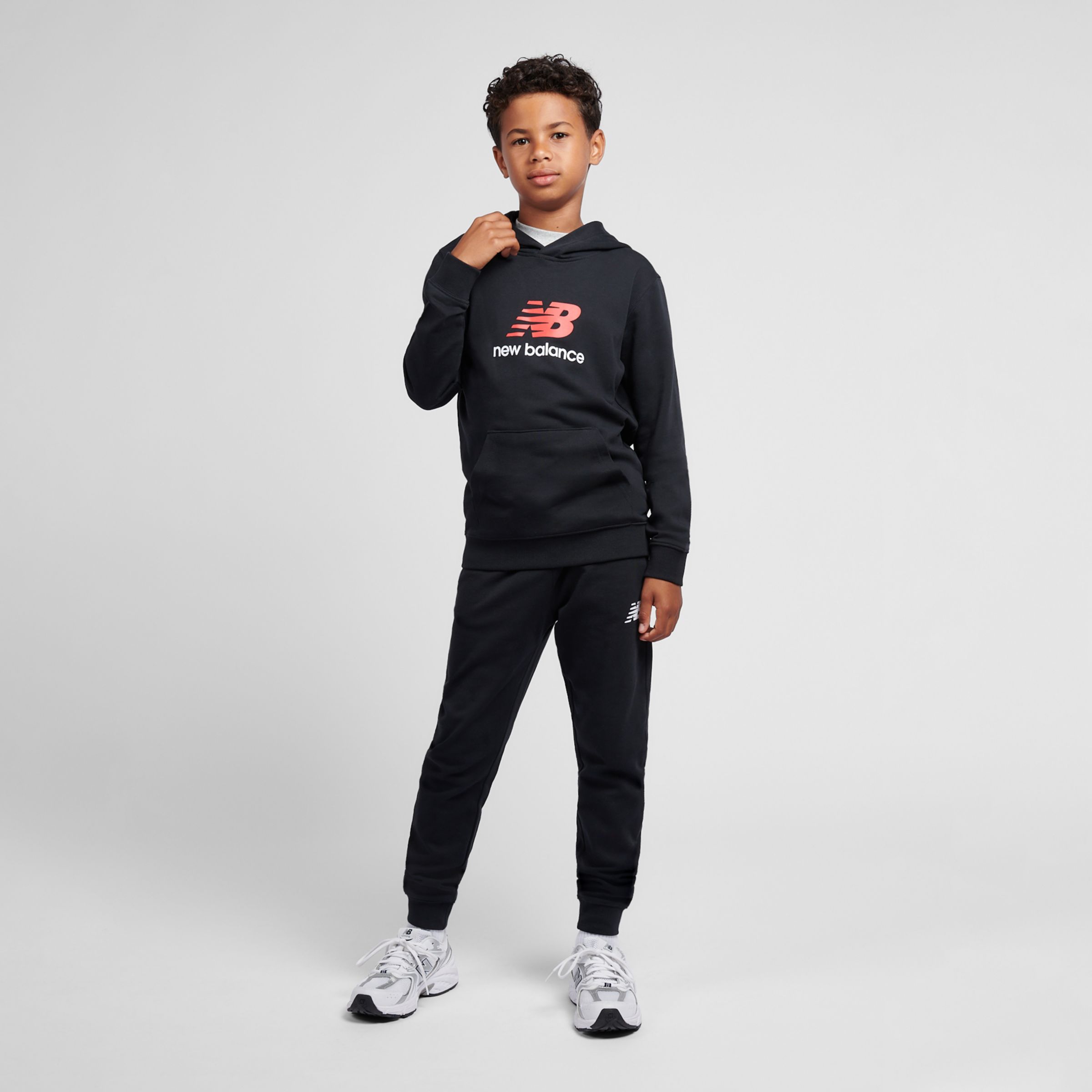 Brush Back Stacked Logo Hoodie