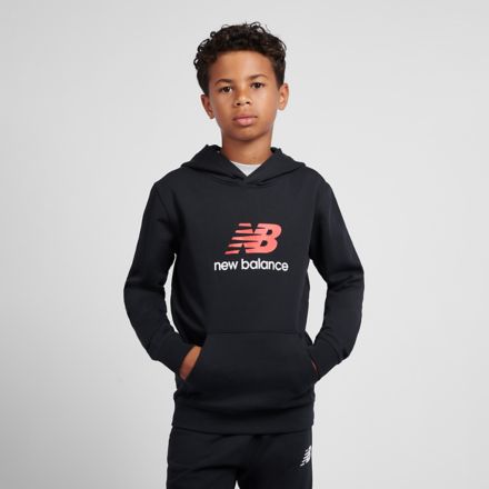 Brush Back Stacked Logo Hoodie, Athletic Grey HeatherBC05, LAKB0366BK