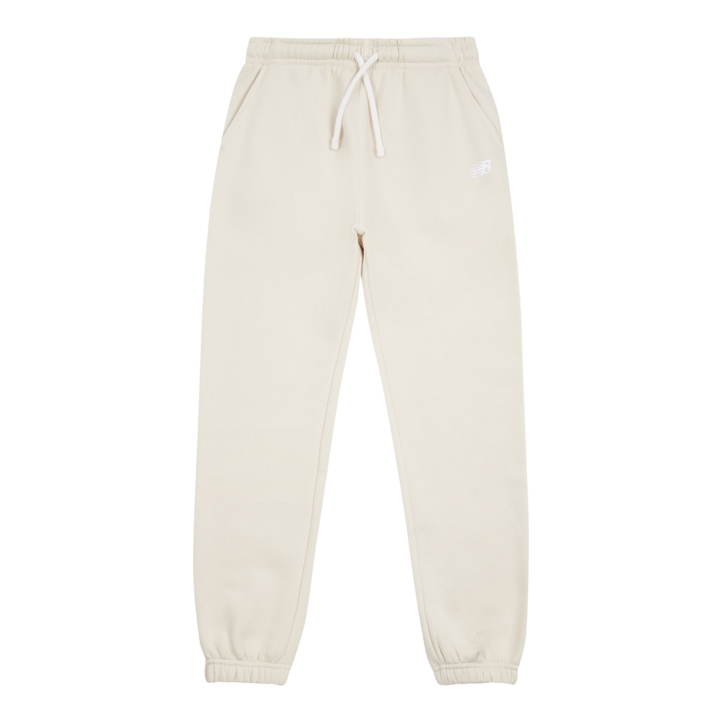 New Balance  Flickor Brush Back Small Logo Jogger i Beige Cotton Fleece, Storlek 9-10 år