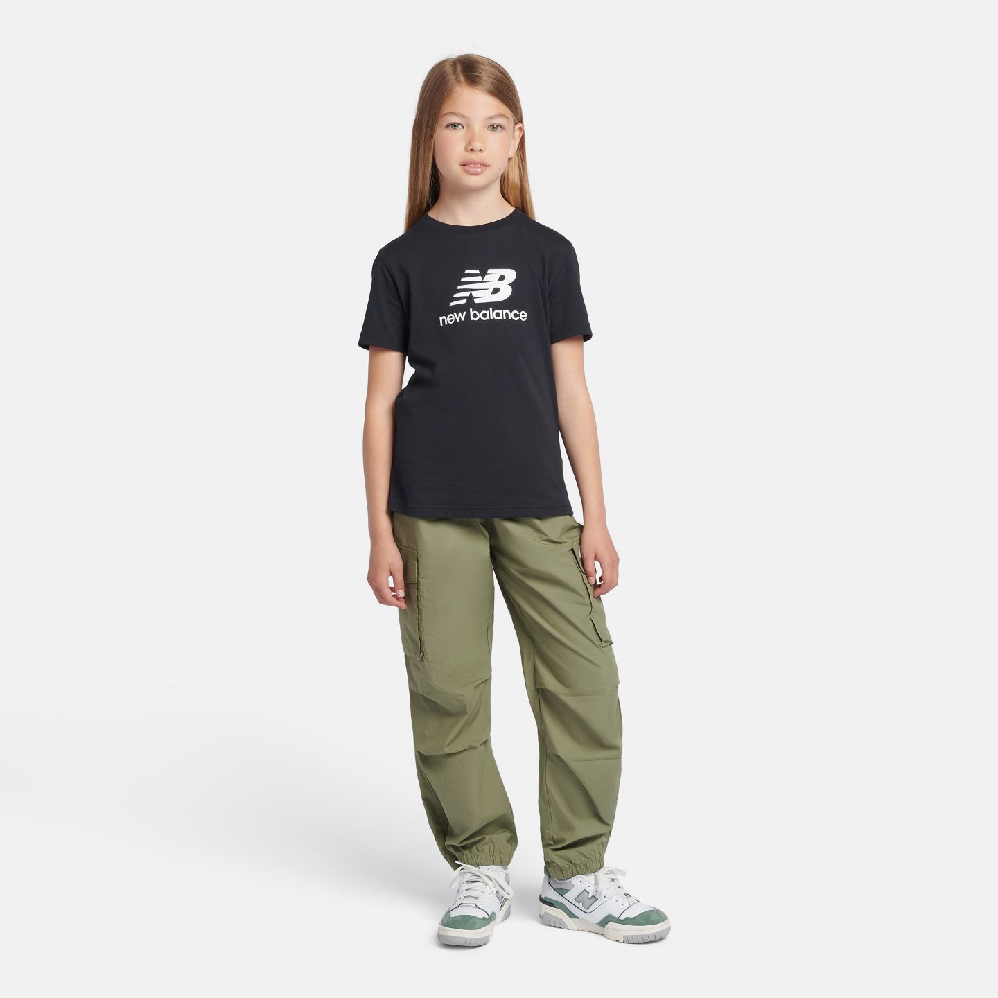Детская футболка New Balance Jersey Stacked Logo, цвет: Чёрный — фото 2