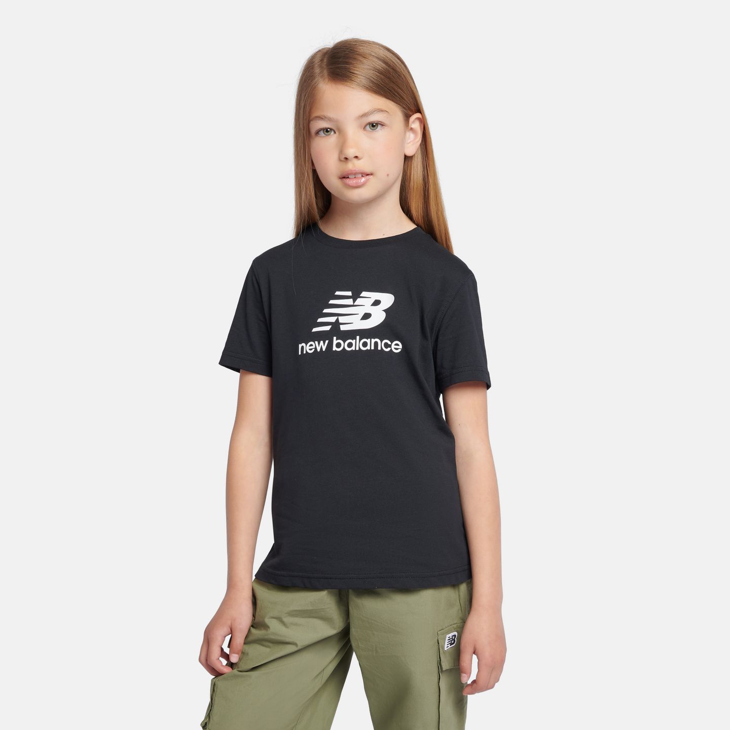 Детская футболка New Balance Jersey Stacked Logo, цвет: Чёрный — фото 1