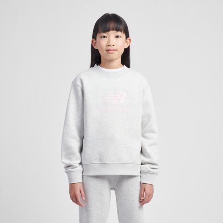 Brush Back Stacked Logo Crew, ASH HEATHER, LAKG0009AHH