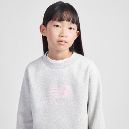 Brush Back Stacked Logo Crew, ASH HEATHER, LAKG0009AHH