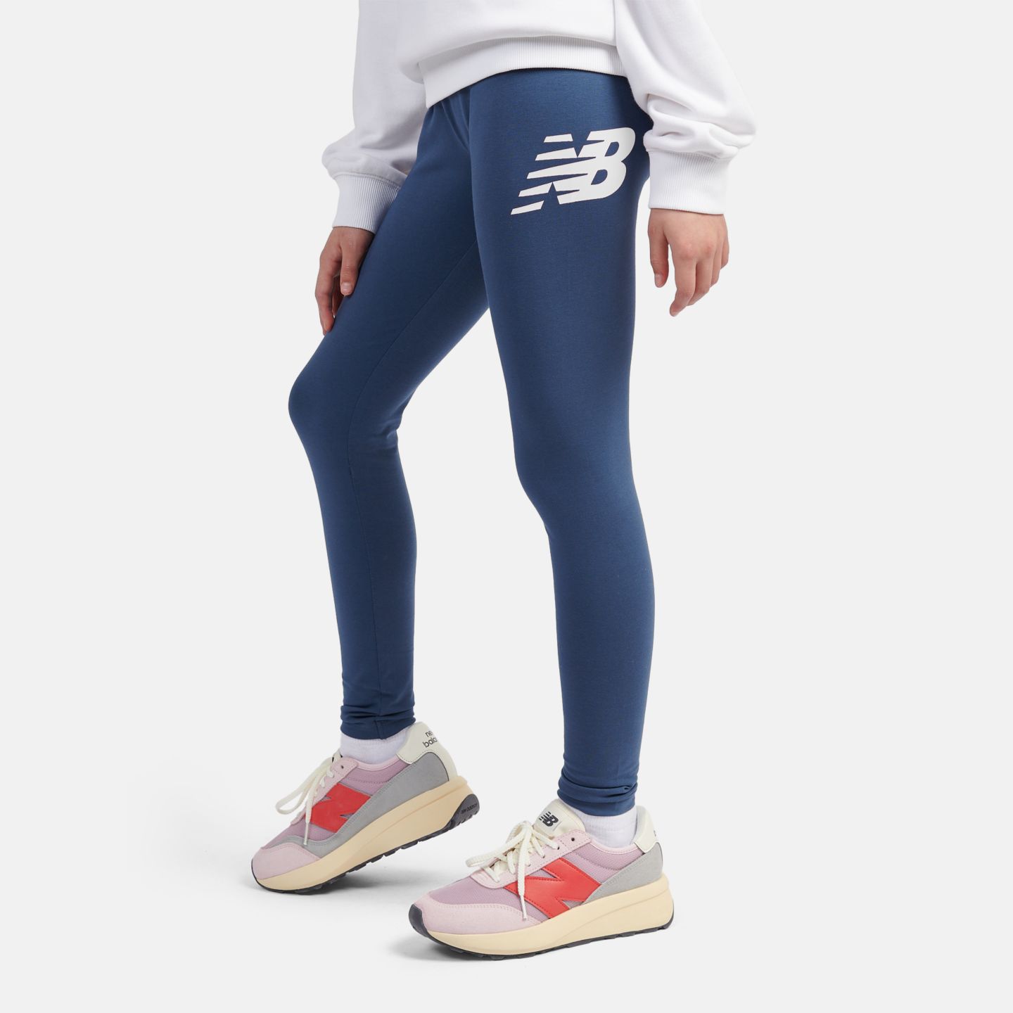 Детские леггинсы New Balance Stacked Logo Legging, цвет: Винтажный индиго — фото 5