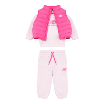 Brush Back Crew Jog And Vest Set, LIGHT RASPBERRY, LAKG0044LIR