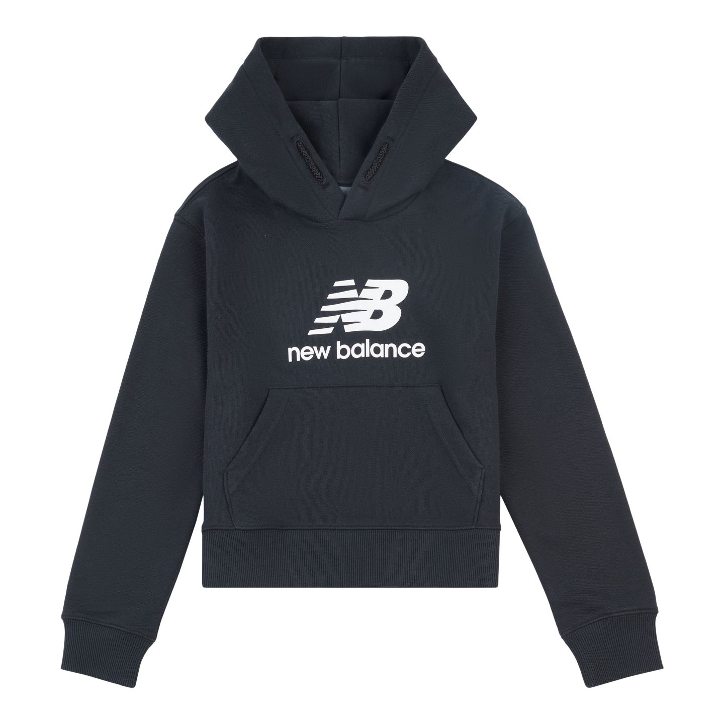 Детское худи New Balance French Terry Stacked Logo, цвет: Чёрный — фото 1
