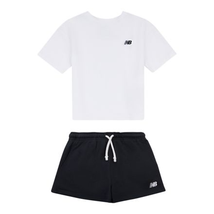 Small Logo Tee and Short Set, BRIGHT WHITE, LAKG0075BWE