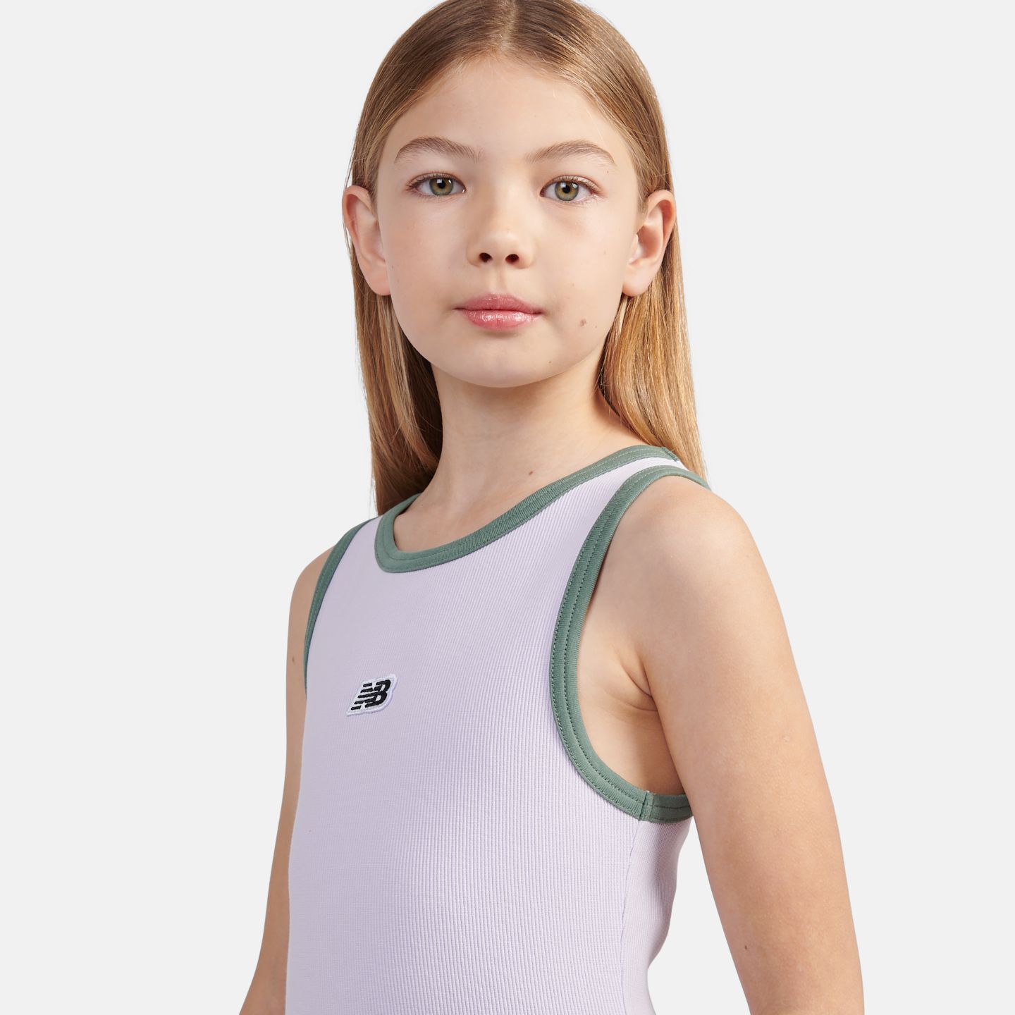 Детский топ New Balance Premium Rib, цвет: Яркий лавандовый — фото 3