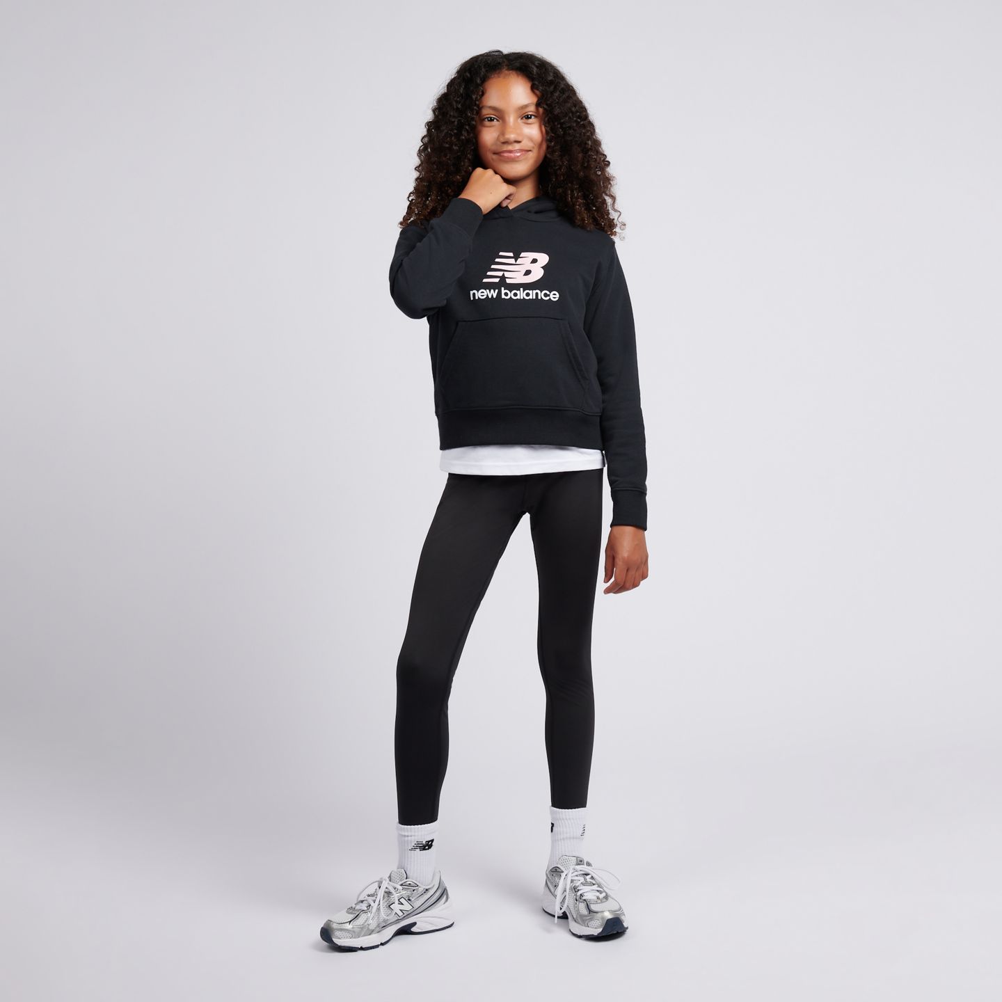 Детское худи New Balance FT Stacked Logo, цвет: Чёрный — фото 2