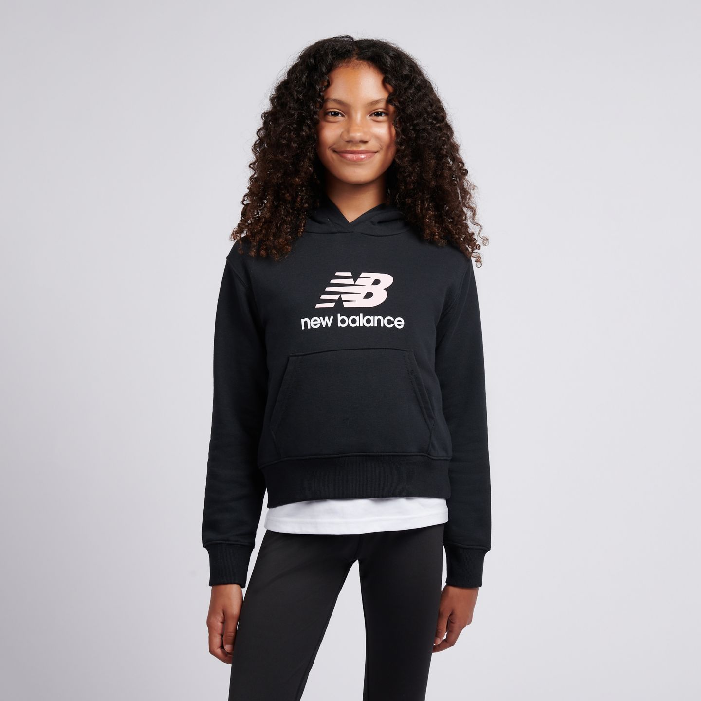 Детское худи New Balance FT Stacked Logo, цвет: Чёрный — фото 1