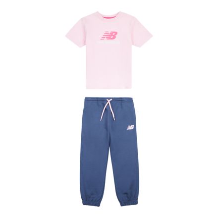 Stacked Logo T-Shirt & Jogger Set, LIGHT RASPBERRY, LAKG0249LIR