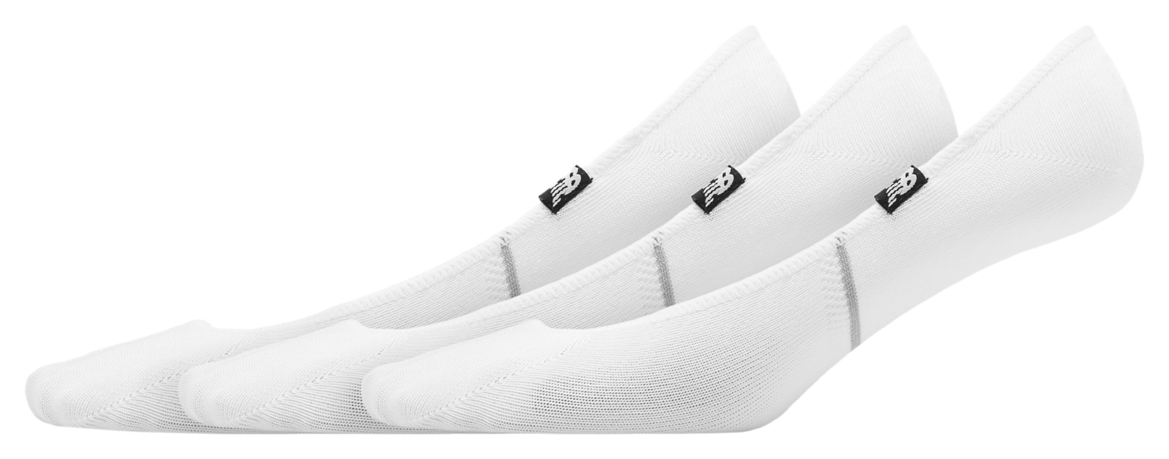 New Balance Unisex Chaussettes No Show Liner 3 Pack en White/blanc, Poly Knit, Taille M