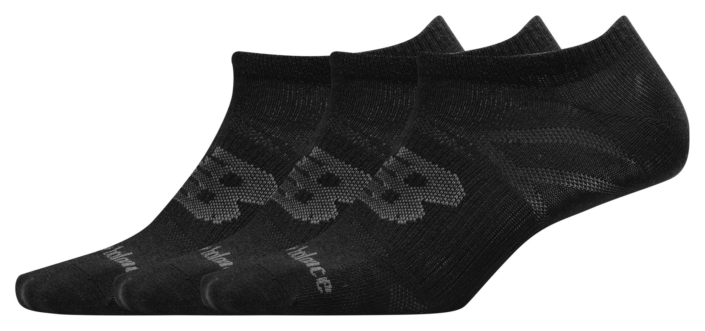 New Balance Unisex Chaussettes Flat Knit No Show 3 Pack en Black/Noir, Poly Knit, Taille M