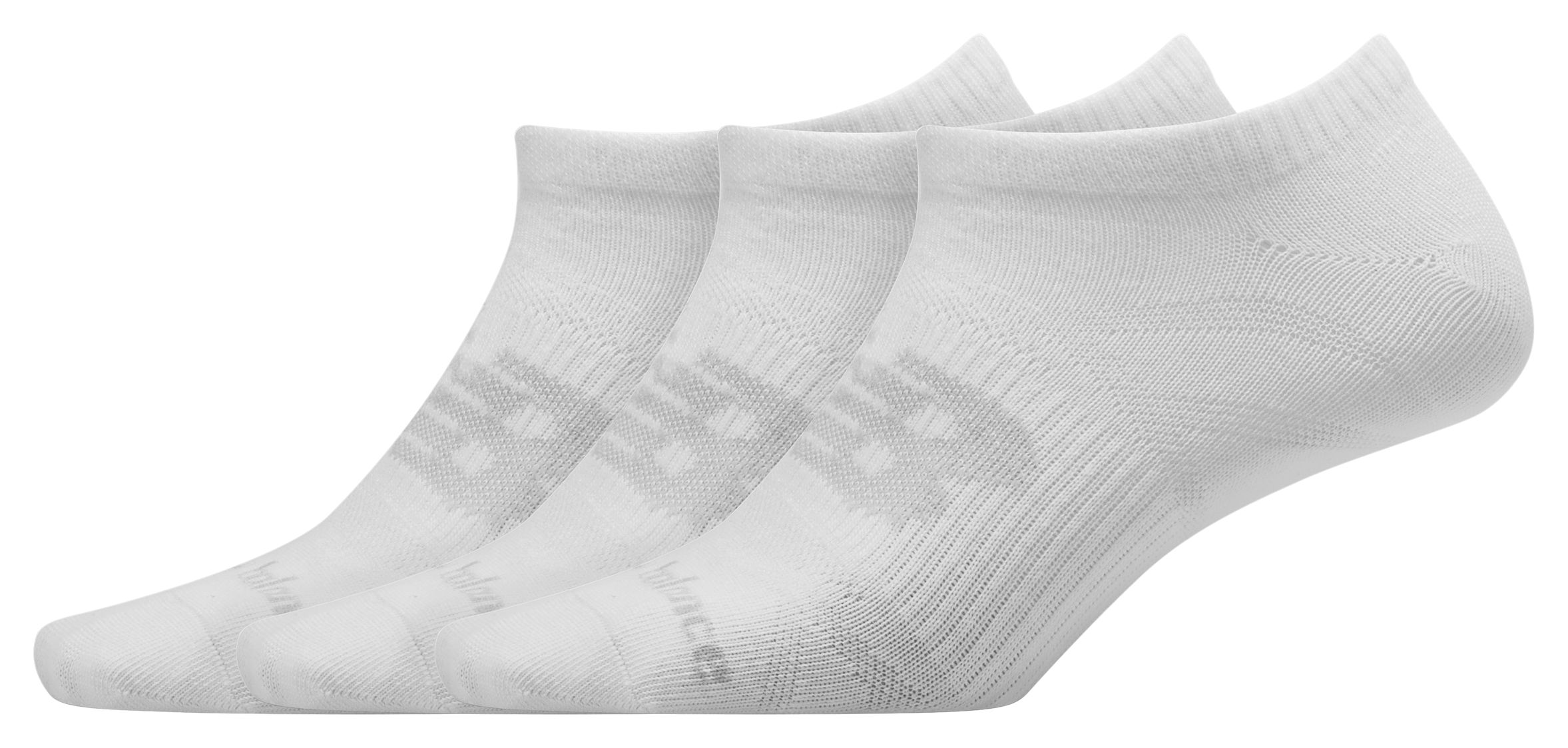 New Balance Unisex Chaussettes Flat Knit No Show 3 Pack en White/blanc, Poly Knit, Taille L