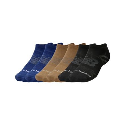 New Balance Las03226 Flat Knit No Show Socks 6 Pack Black L