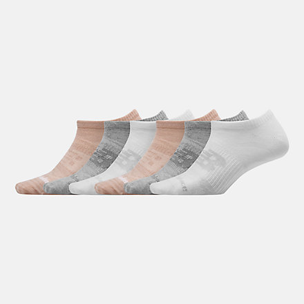 New Balance Flat Knit No Show Socks 6 Pack, LAS03226WPK image number null
