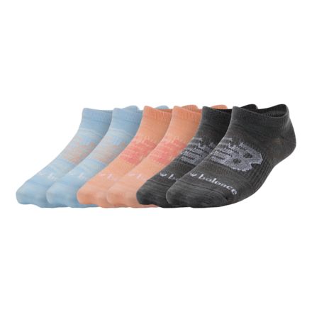 Kids Flat Knit No Show Socks 6 Pack New Balance